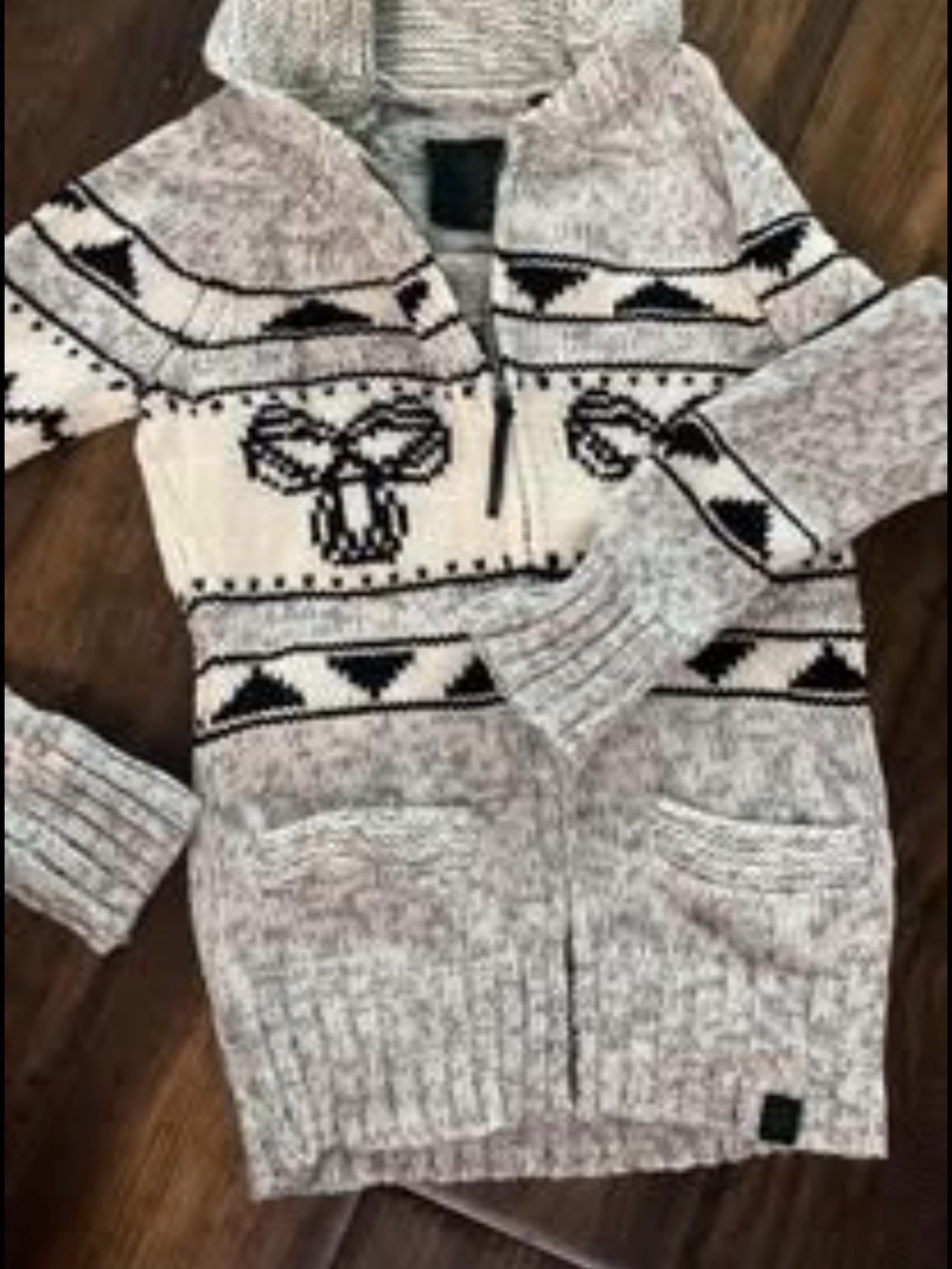 Women’s TNA Grey Patterned Zip-Up Sweater